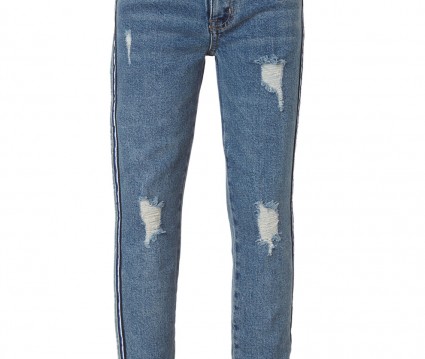 Ελαστικό τζιν με tapes στο πλάι ΚΟΡΙΤΣΙ ΜΠΛΕ