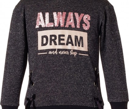 Μεταλιζέ μπλούζα με ροζ παγιέτες   ΚΟΡΙΤΣΙ  ΜΑΥΡΟ