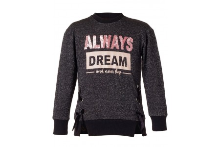 Μεταλιζέ μπλούζα με ροζ παγιέτες   ΚΟΡΙΤΣΙ  ΜΑΥΡΟ